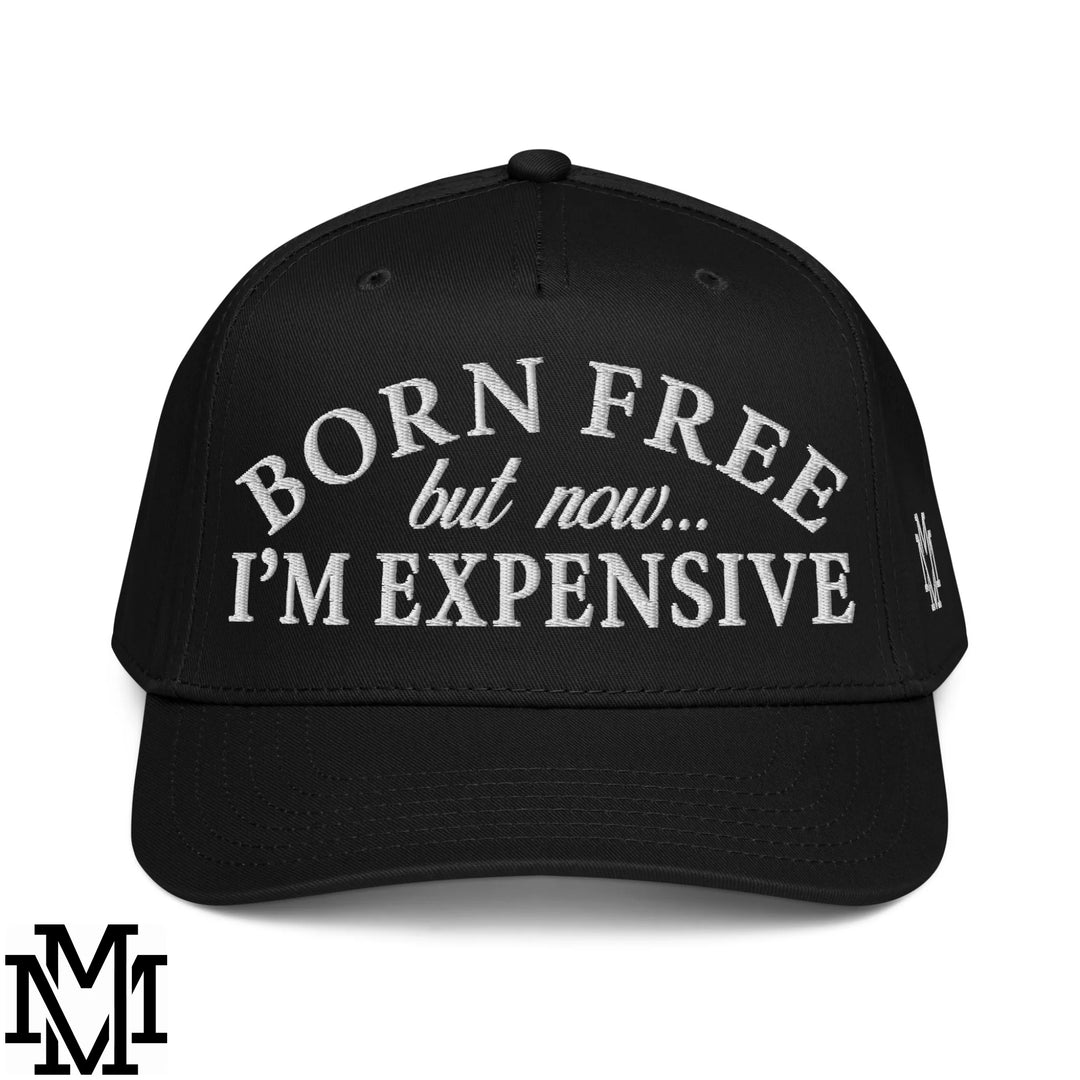 Born Free but Now I'm Expensive Embroidered Baseball Snapback Hat - Black