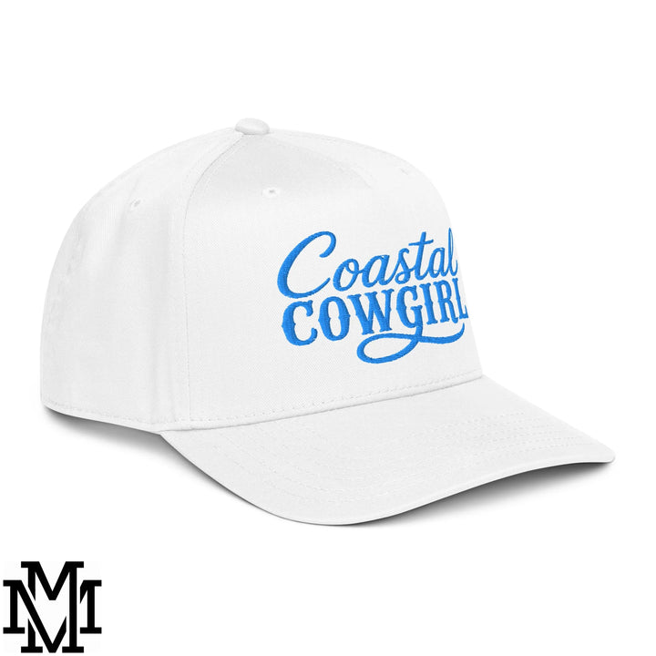 Coastal Cowgirl Embroidered Baseball Snapback Hat - White