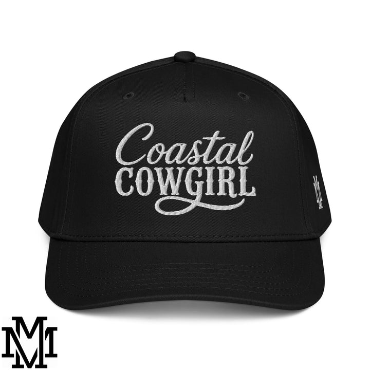 Coastal Cowgirl Embroidered Baseball Snapback Hat - Black