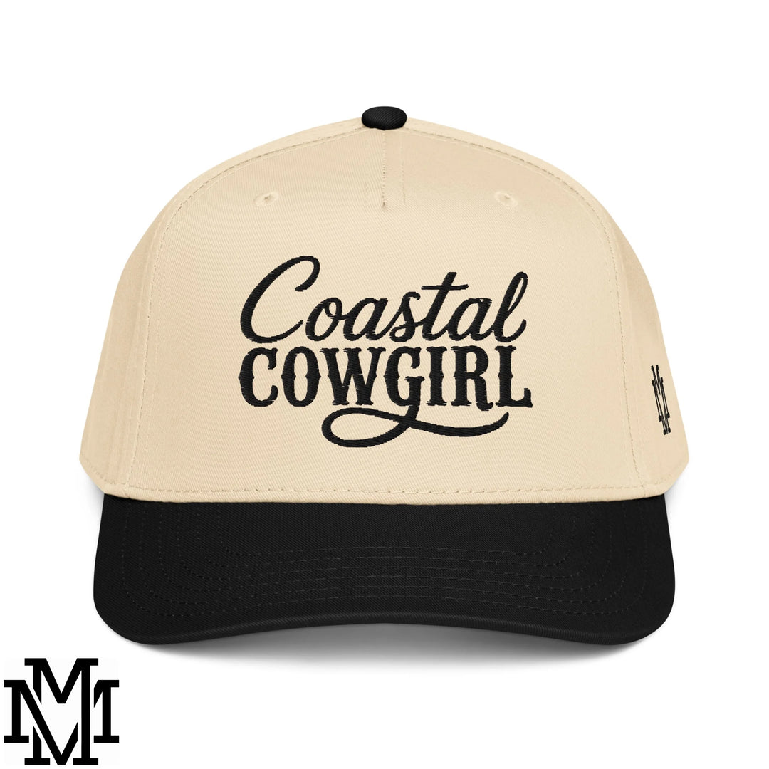 Coastal Cowgirl Embroidered Baseball Snapback Hat - Black Natural