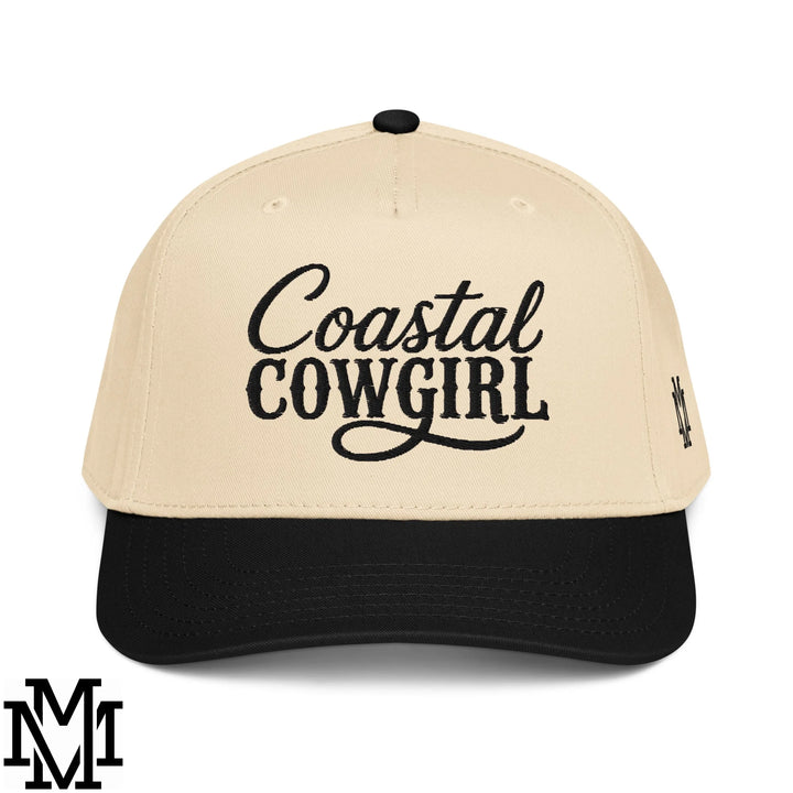 Coastal Cowgirl Embroidered Baseball Snapback Hat - Black Natural