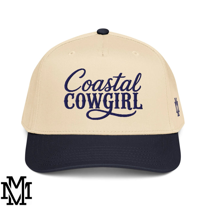 Coastal Cowgirl Embroidered Baseball Snapback Hat - Navy Natural