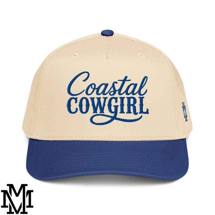Coastal Cowgirl Embroidered Baseball Snapback Hat - Royal Natural