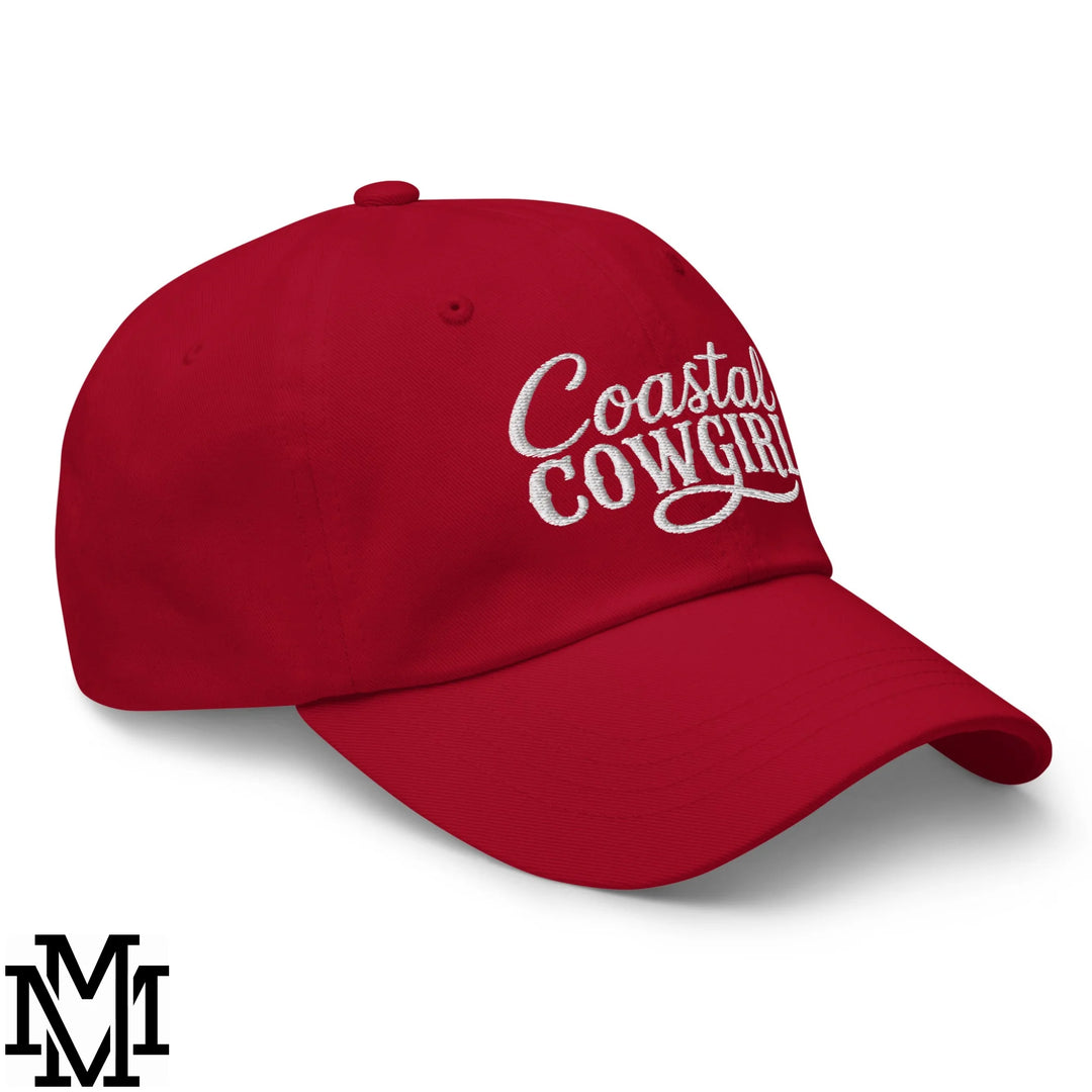 Coastal Cowgirl Embroidered Unstructured Dad Hat - Cranberry