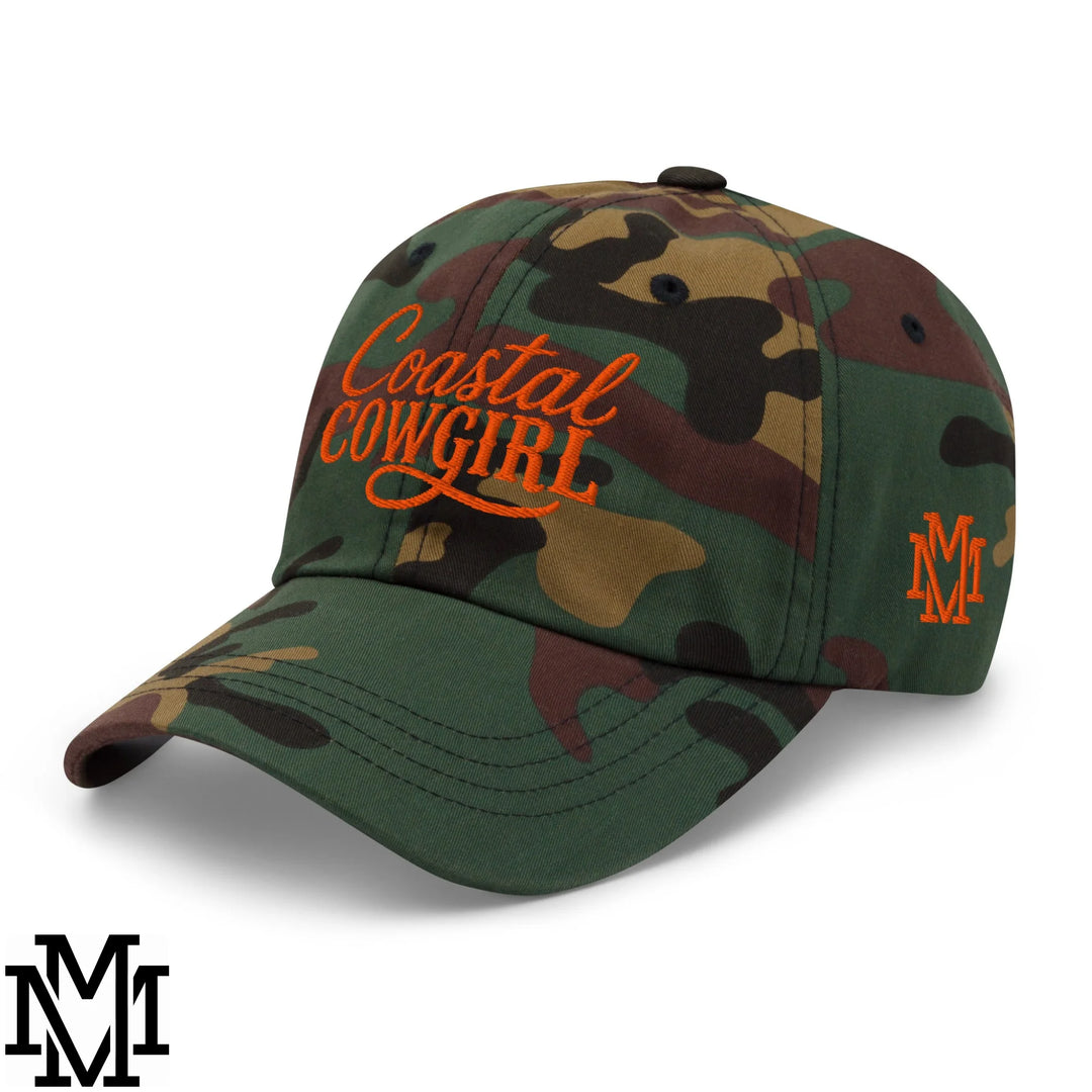 Coastal Cowgirl Embroidered Unstructured Dad Hat - Green Camo
