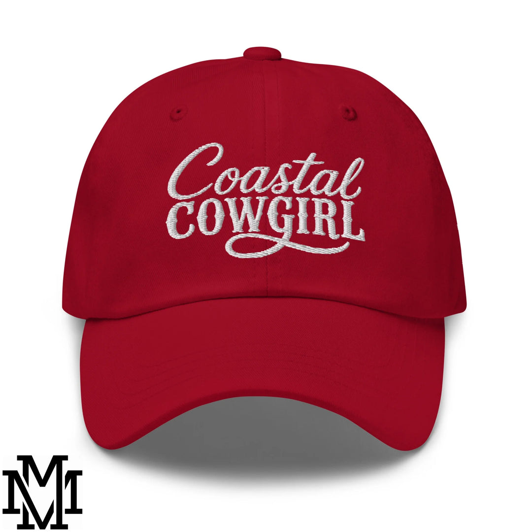 Coastal Cowgirl Embroidered Unstructured Dad Hat - Cranberry