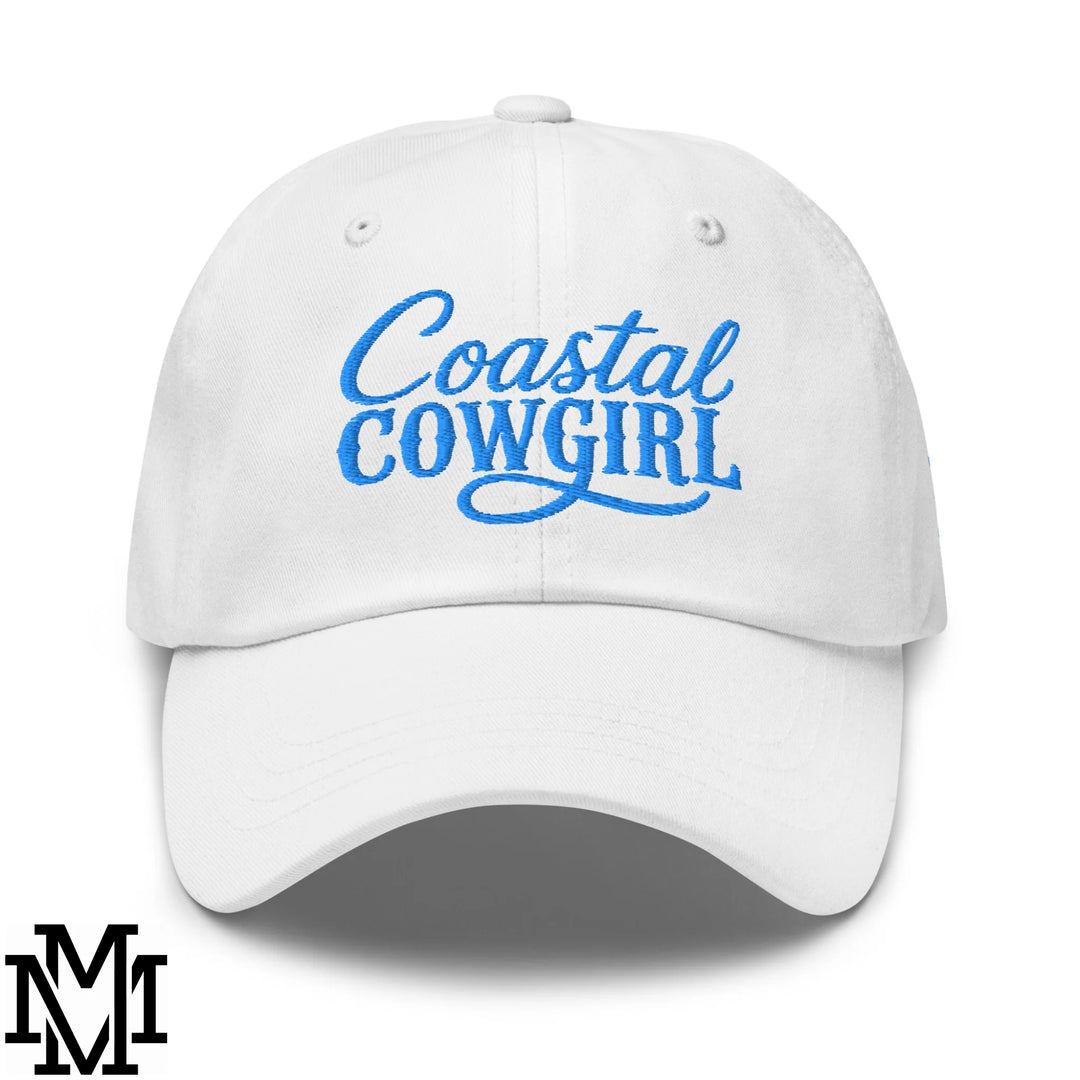 Coastal Cowgirl Embroidered Unstructured Dad Hat - White