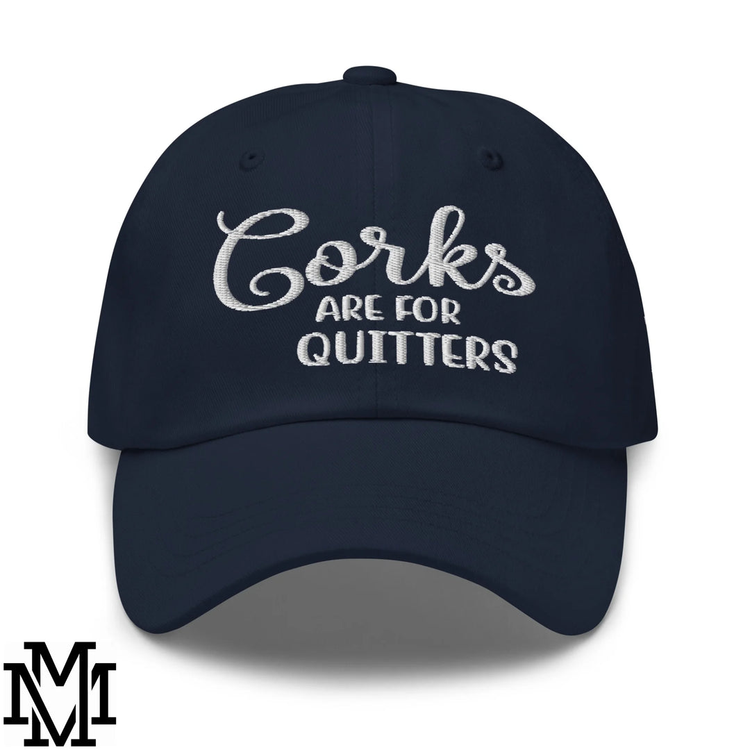 Corks are for Quitters Embroidered Unstructured Dad Hat - Navy