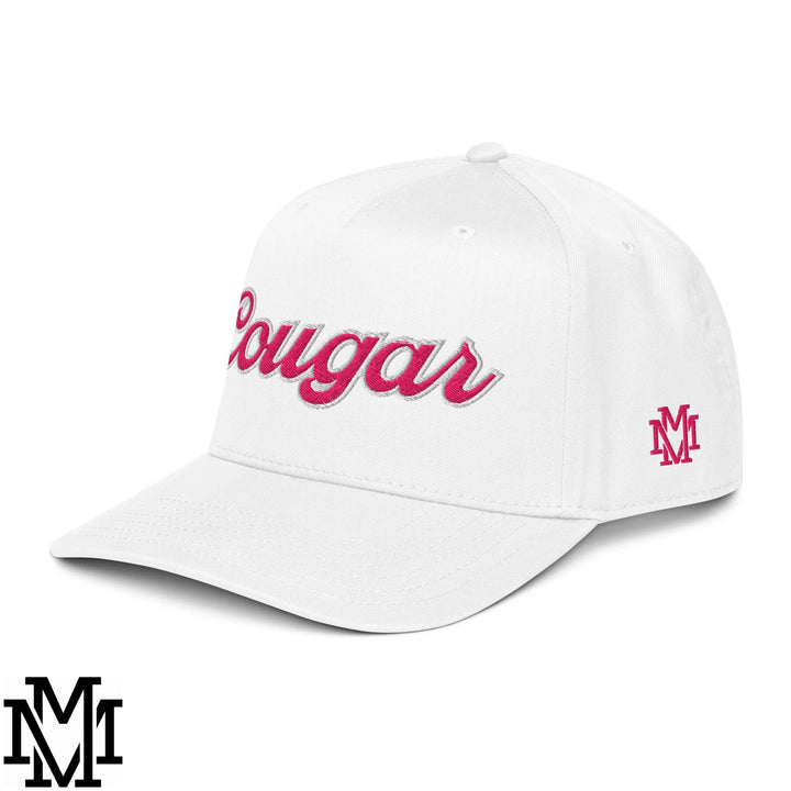 Cougar Embroidered Baseball Snapback Hat - White