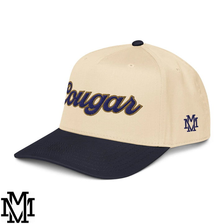 Cougar Embroidered Baseball Snapback Hat - Navy Natural