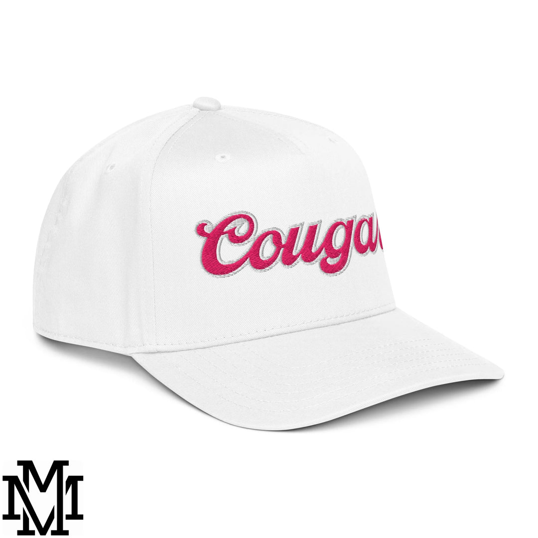 Cougar Embroidered Baseball Snapback Hat - White
