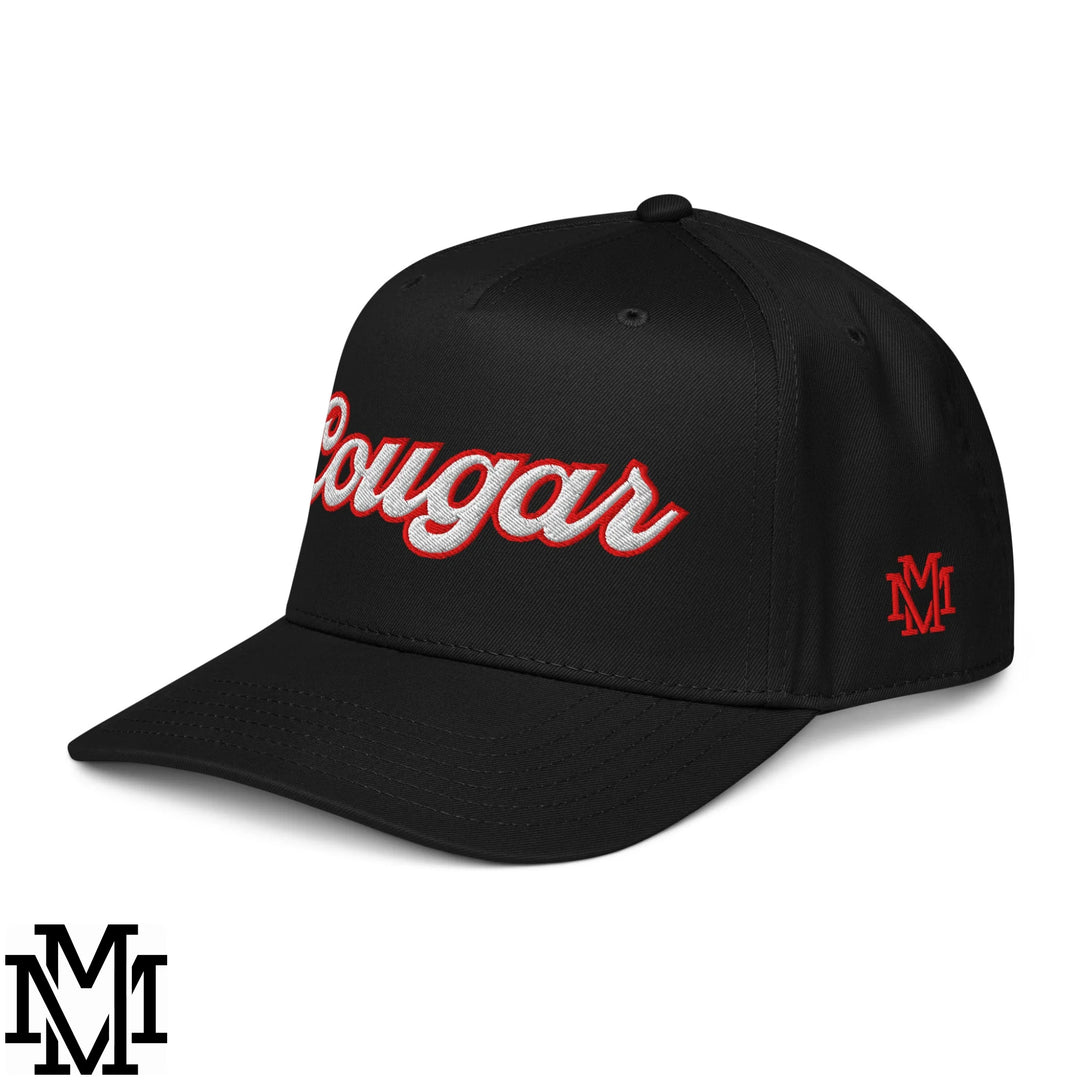 Cougar Embroidered Baseball Snapback Hat - Black