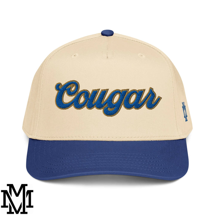 Cougar Embroidered Baseball Snapback Hat - Royal Natural