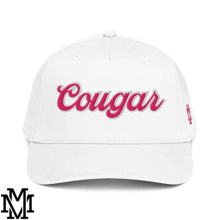 Cougar Embroidered Baseball Snapback Hat - White