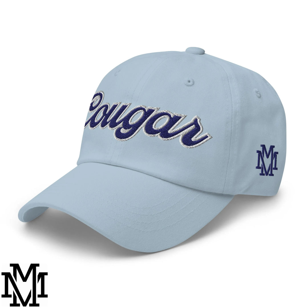 Cougar Embroidered Unstructured Dad Hat - Light Blue