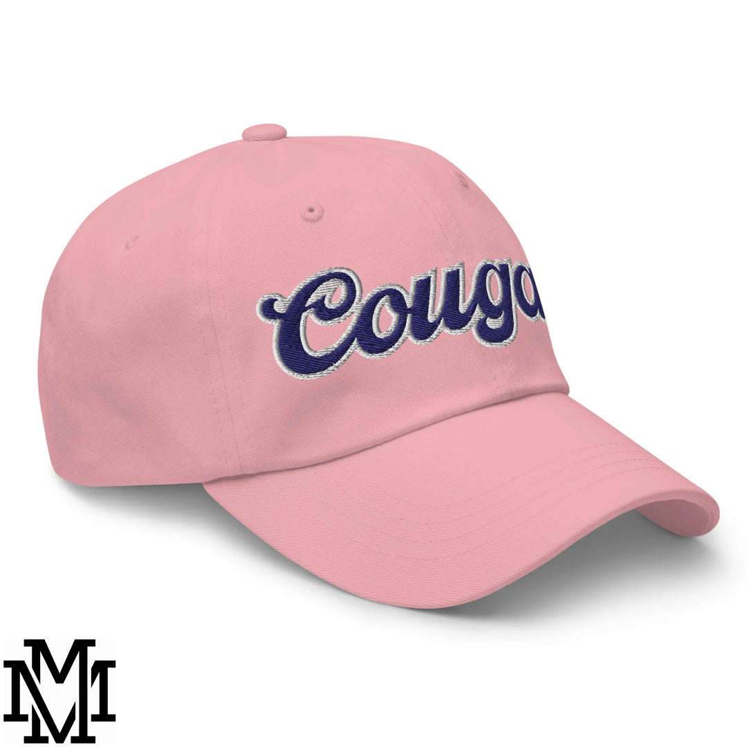 Cougar Embroidered Unstructured Dad Hat - Pink