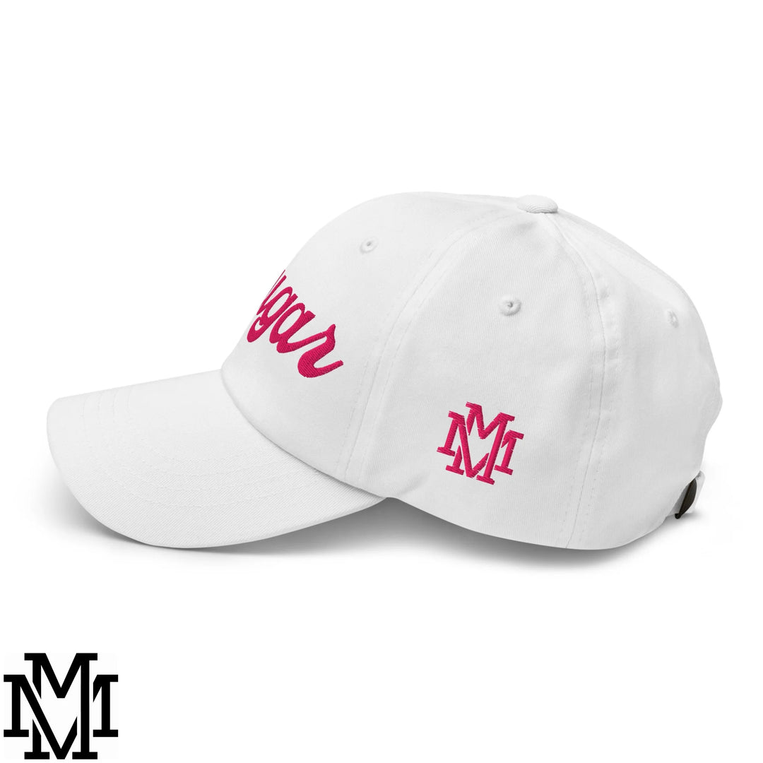 Cougar Embroidered Unstructured Dad Hat - White