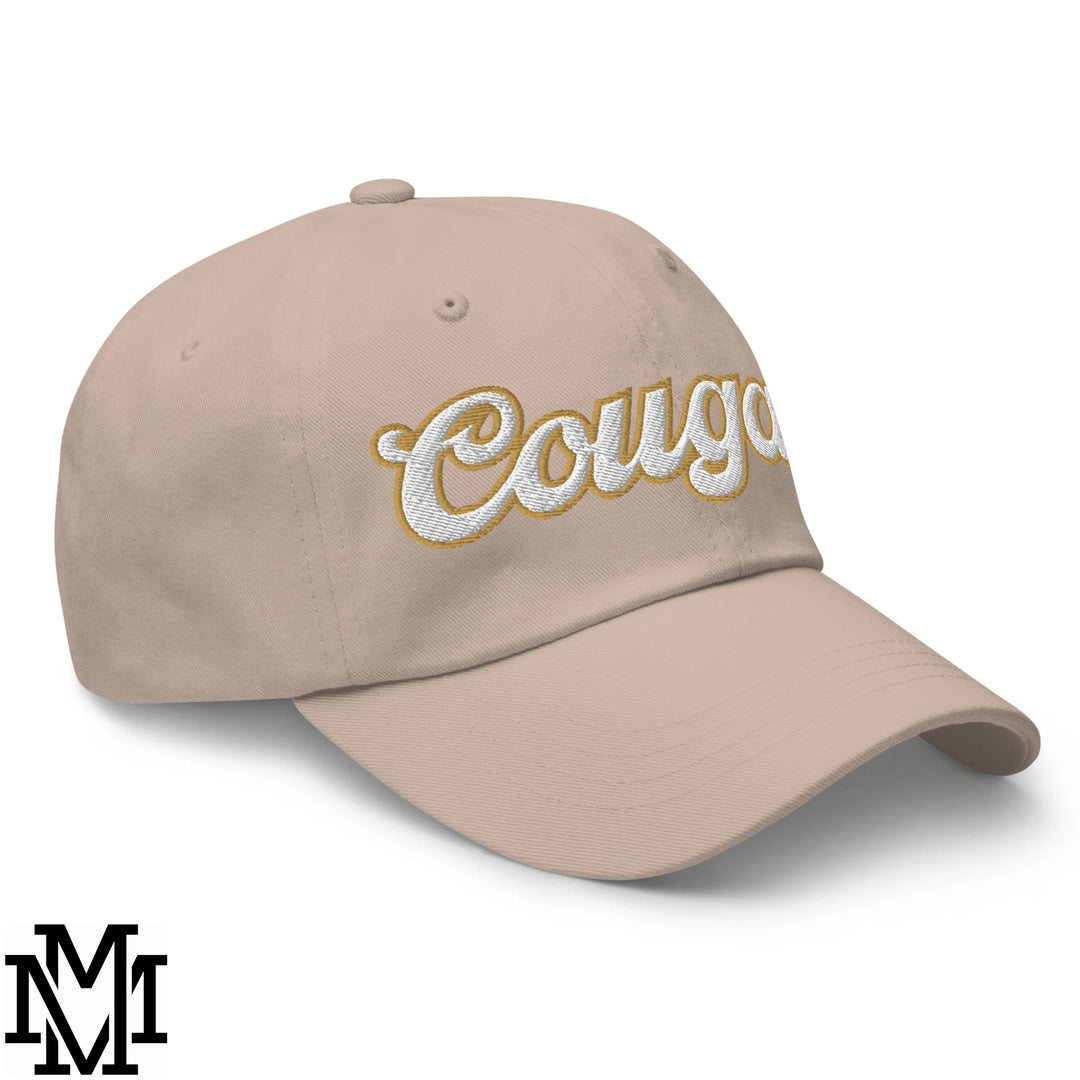 Cougar Embroidered Unstructured Dad Hat - Stone