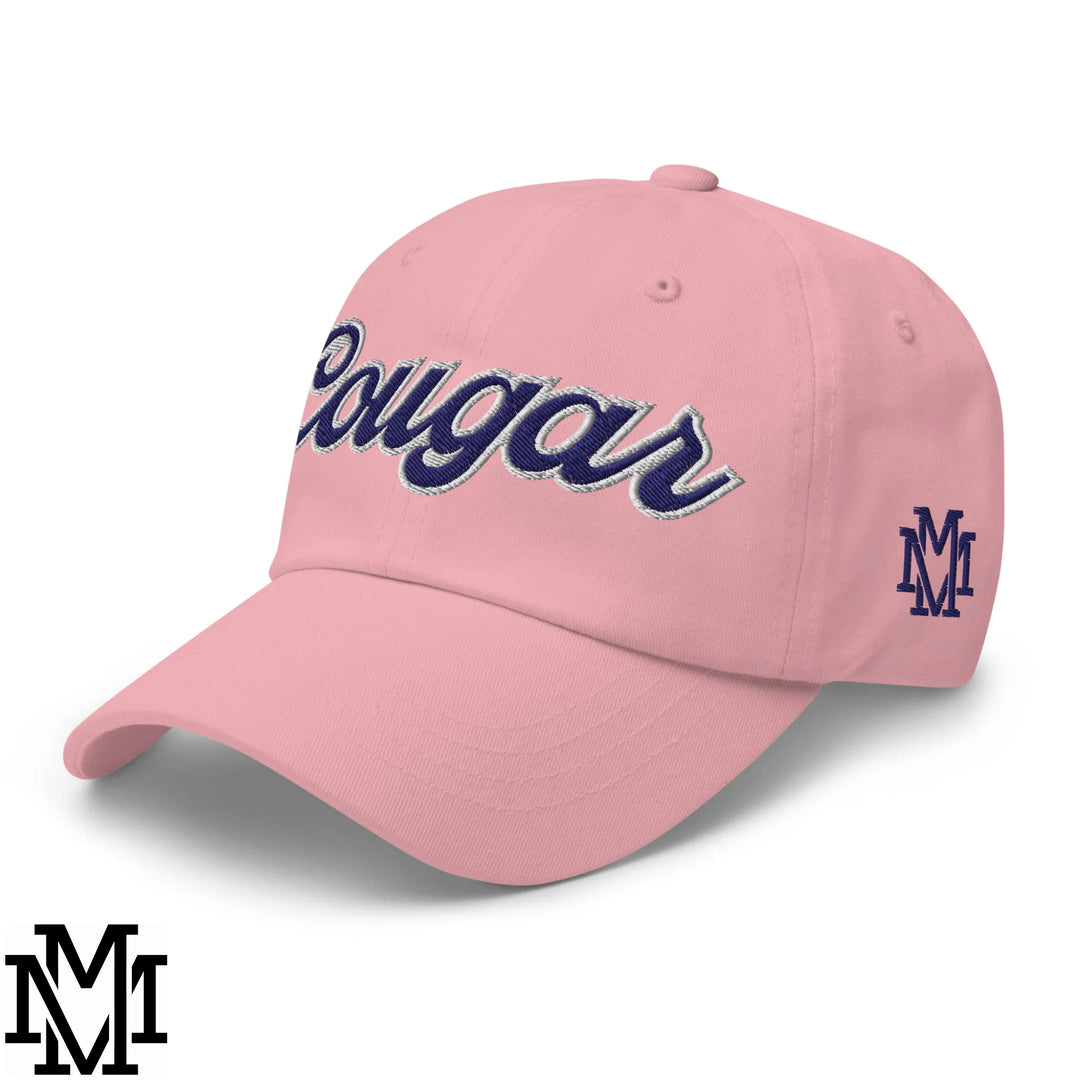 Cougar Embroidered Unstructured Dad Hat - Pink