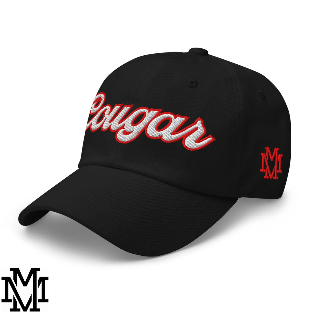 Cougar Embroidered Unstructured Dad Hat - Black