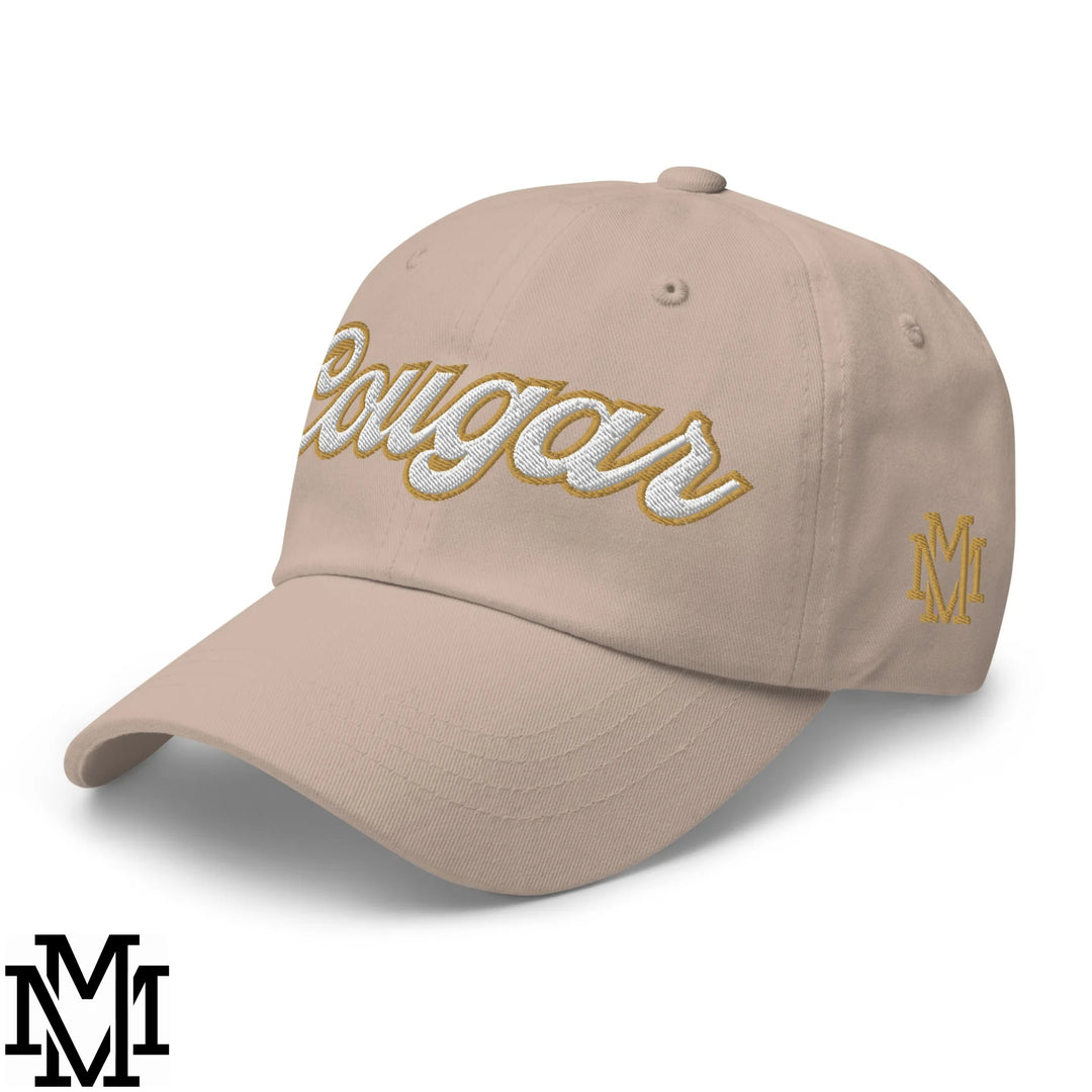 Cougar Embroidered Unstructured Dad Hat - Stone