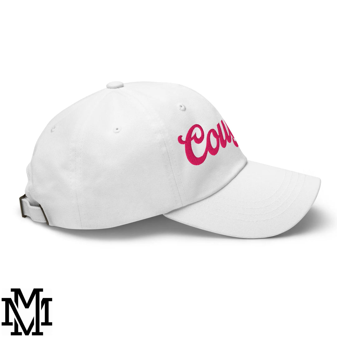 Cougar Embroidered Unstructured Dad Hat - White