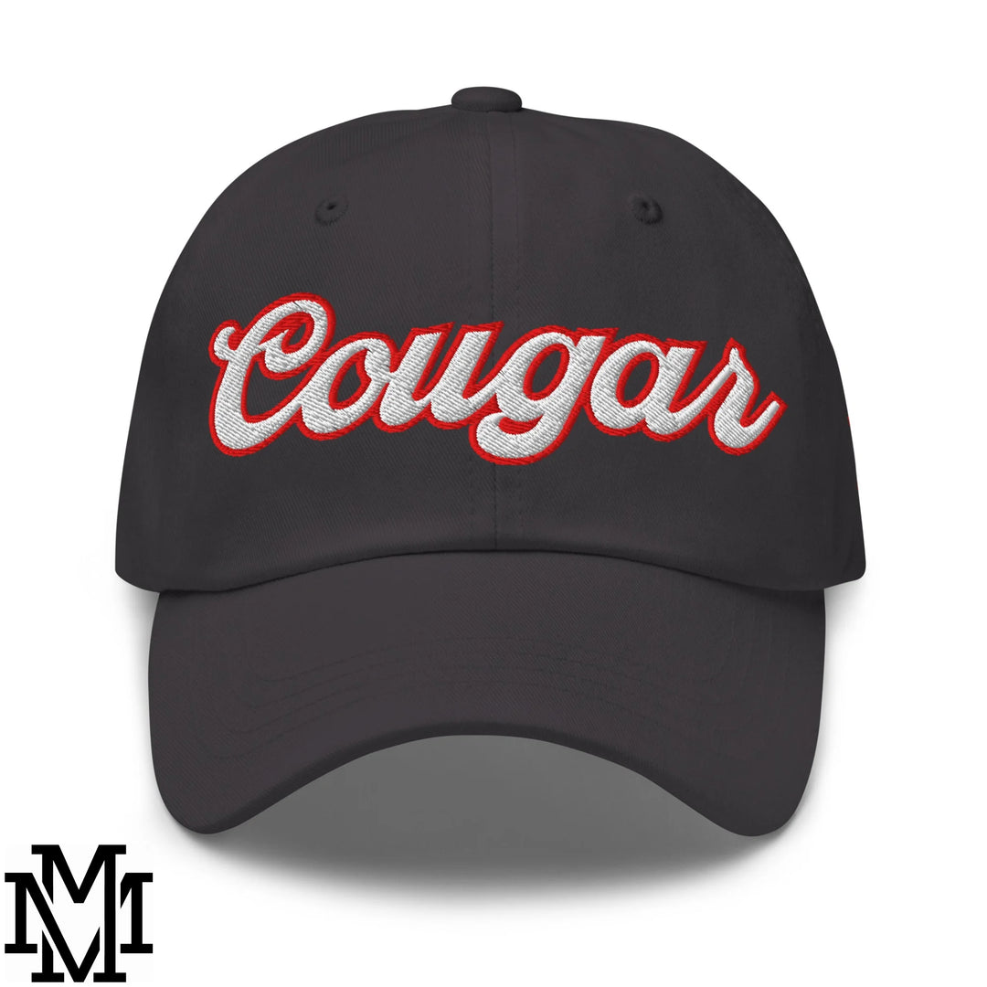 Cougar Embroidered Unstructured Dad Hat - Dark Grey