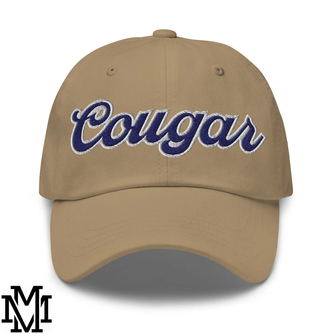 Cougar Embroidered Unstructured Dad Hat - Khaki