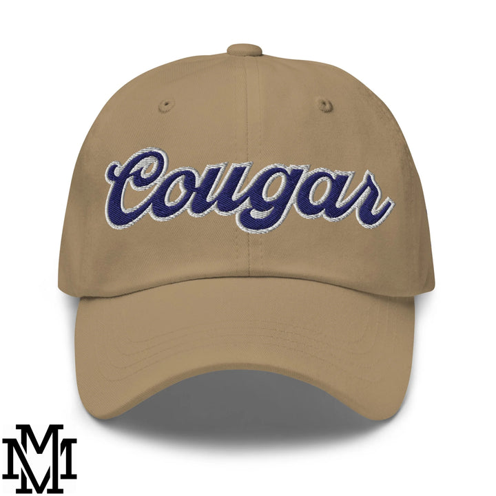 Cougar Embroidered Unstructured Dad Hat - Khaki