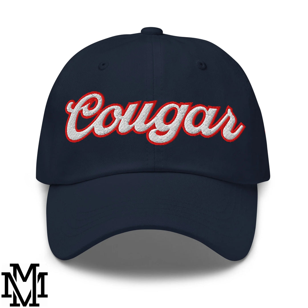 Cougar Embroidered Unstructured Dad Hat - Navy