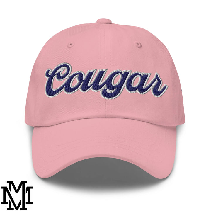 Cougar Embroidered Unstructured Dad Hat - Pink