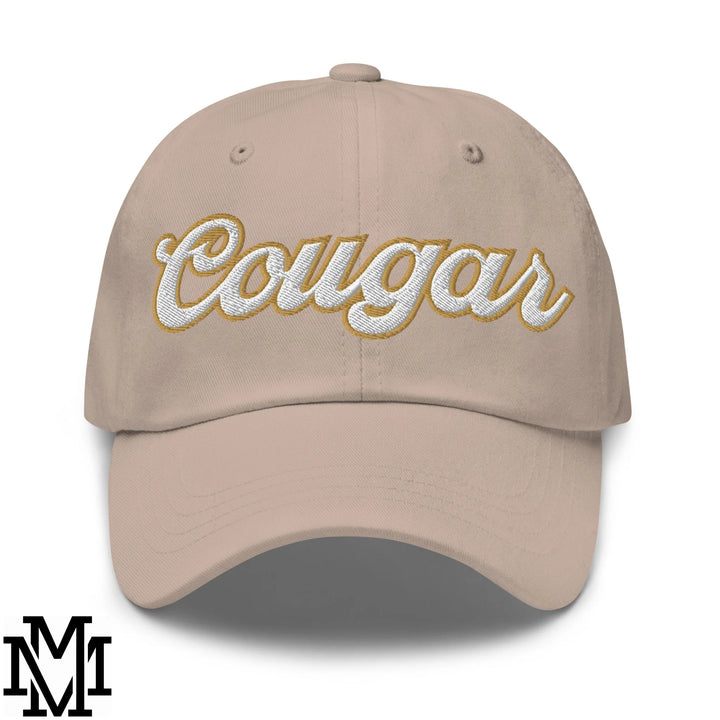 Cougar Embroidered Unstructured Dad Hat - Stone