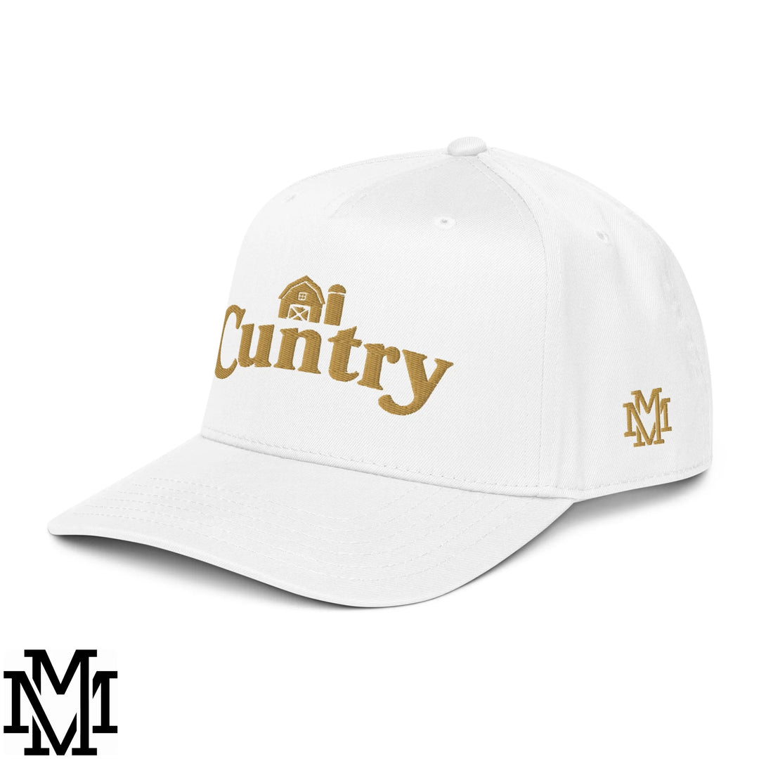 Cuntry Embroidered Baseball Snapback Hat - White