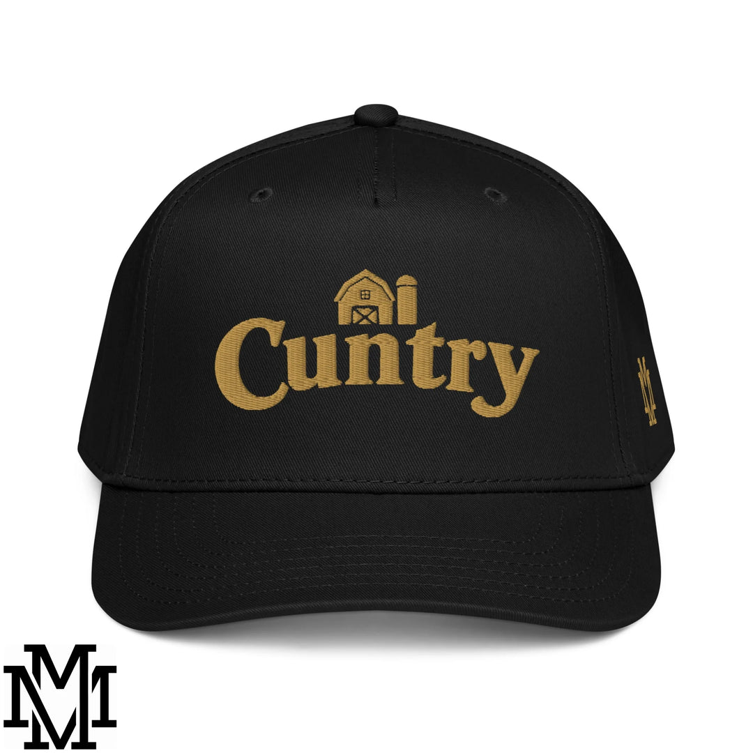 Cuntry Embroidered Baseball Snapback Hat - Black