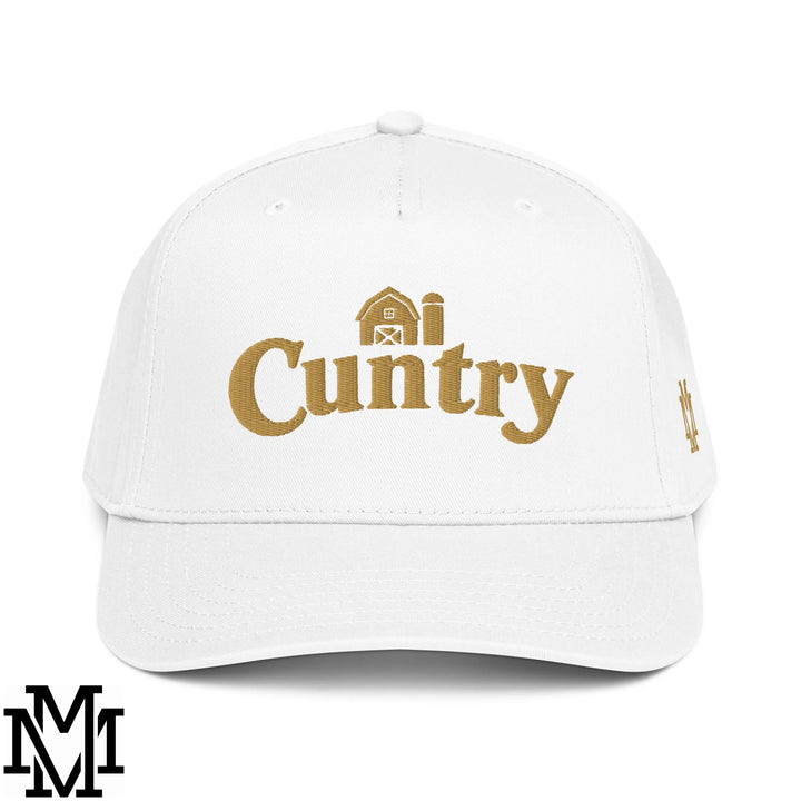 Cuntry Embroidered Baseball Snapback Hat - White