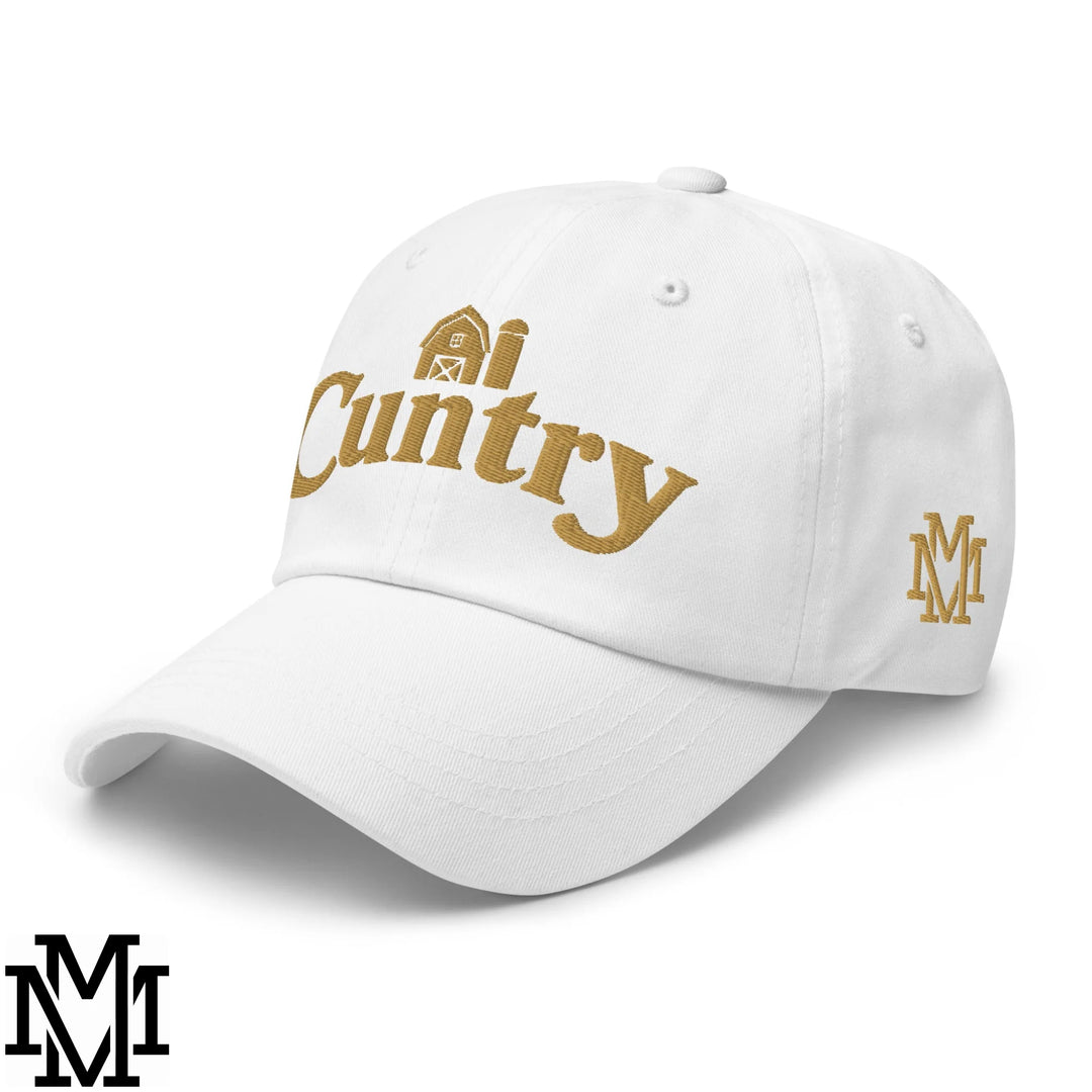 Cuntry Embroidered Unstructured Dad Hat - White