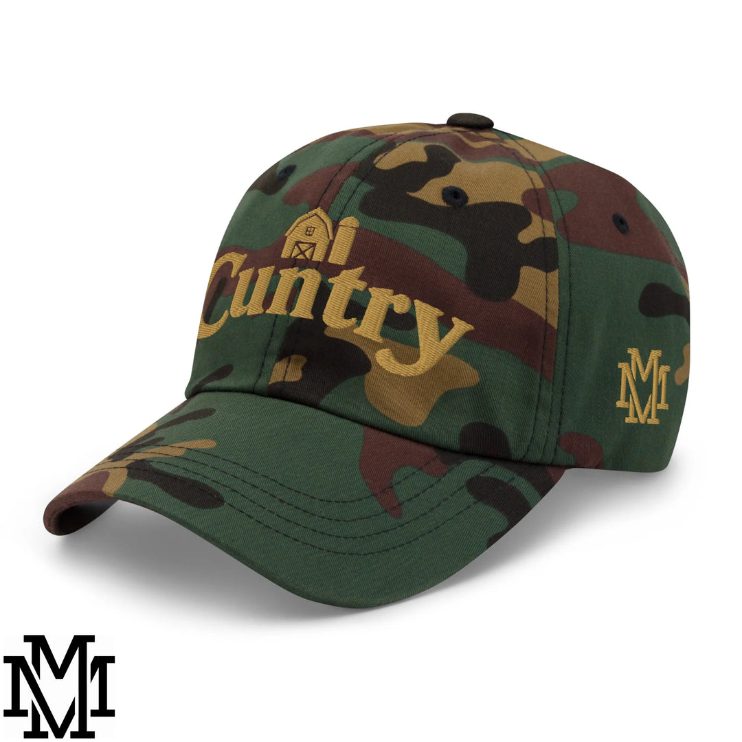 Cuntry Embroidered Unstructured Dad Hat - Green Camo