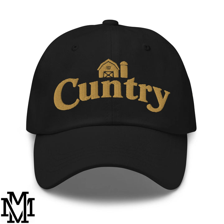 Cuntry Embroidered Unstructured Dad Hat - Black