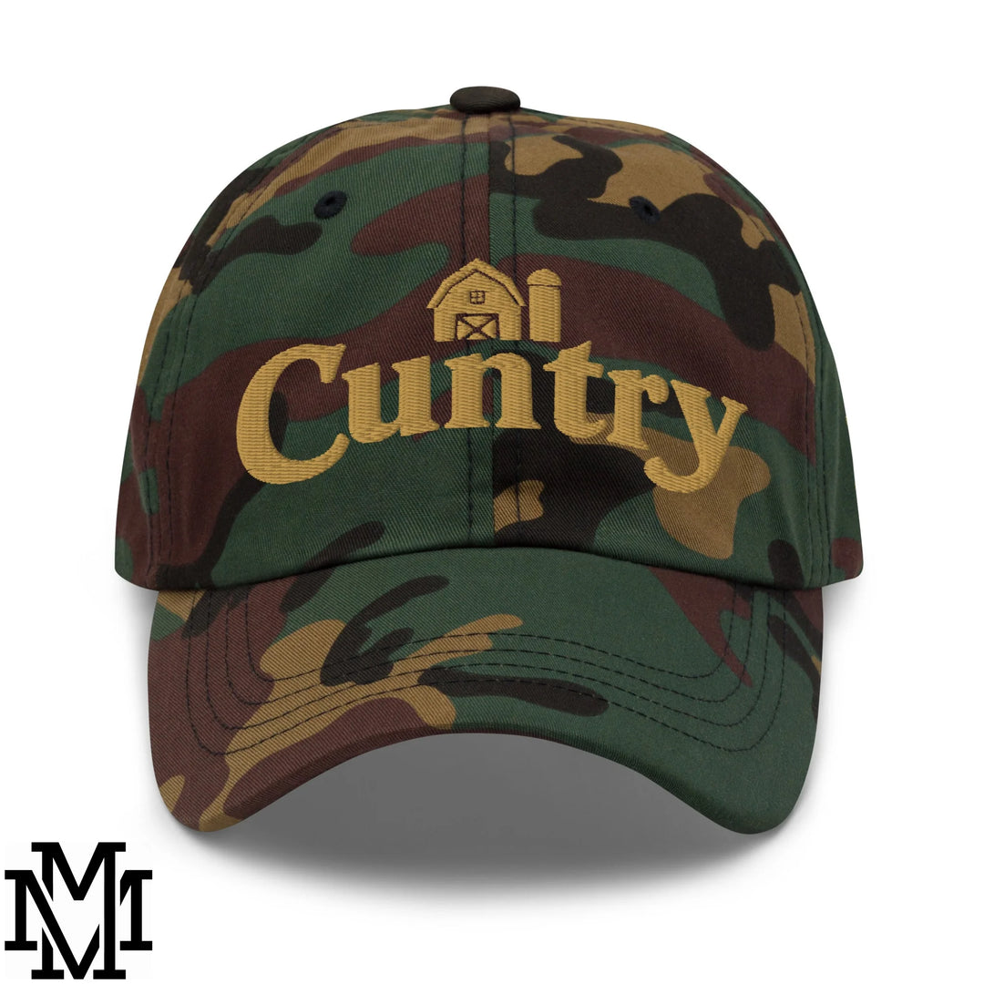 Cuntry Embroidered Unstructured Dad Hat - Green Camo