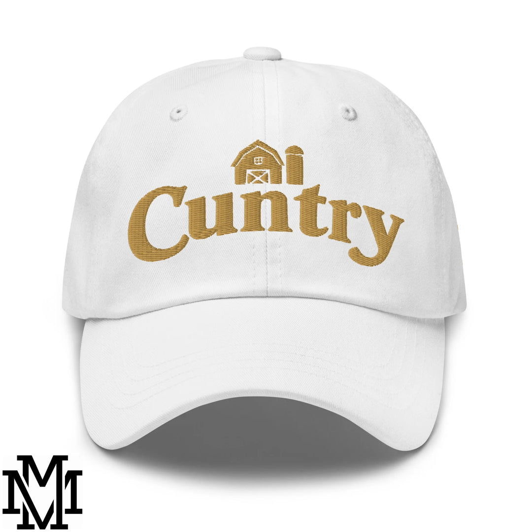 Cuntry Embroidered Unstructured Dad Hat - White