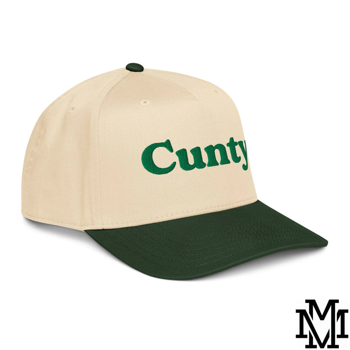 Cunty Embroidered Baseball Snapback Hat - Dark Green Natural