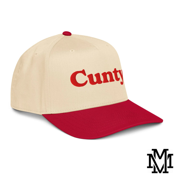 Cunty Embroidered Baseball Snapback Hat - Red Natural