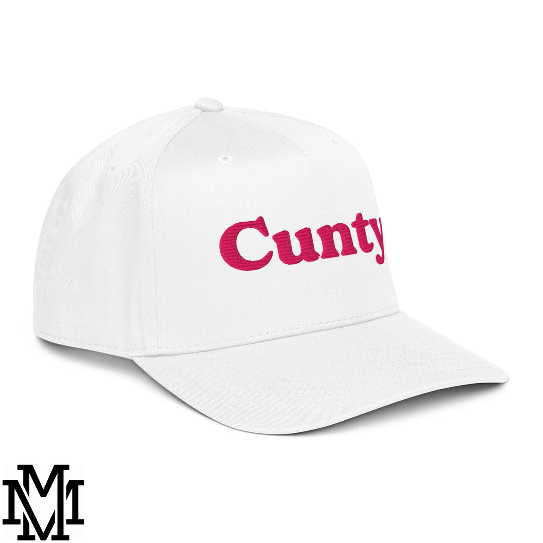 Cunty Embroidered Baseball Snapback Hat - White