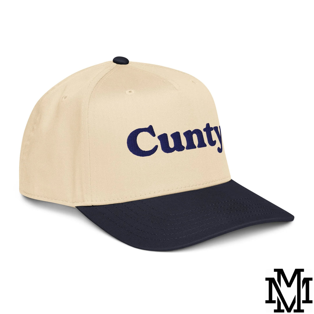 Cunty Embroidered Baseball Snapback Hat - Navy Natural