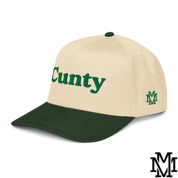 Cunty Embroidered Baseball Snapback Hat - Dark Green Natural