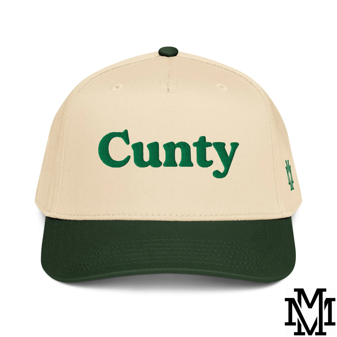 Cunty Embroidered Baseball Snapback Hat - Dark Green Natural