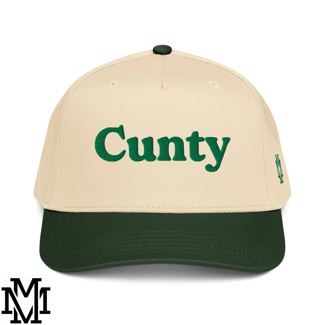 Cunty Embroidered Baseball Snapback Hat - Dark Green Natural