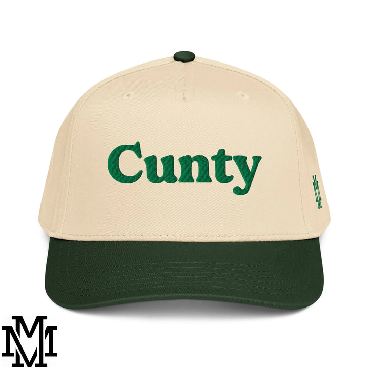 Cunty Embroidered Baseball Snapback Hat - Dark Green Natural