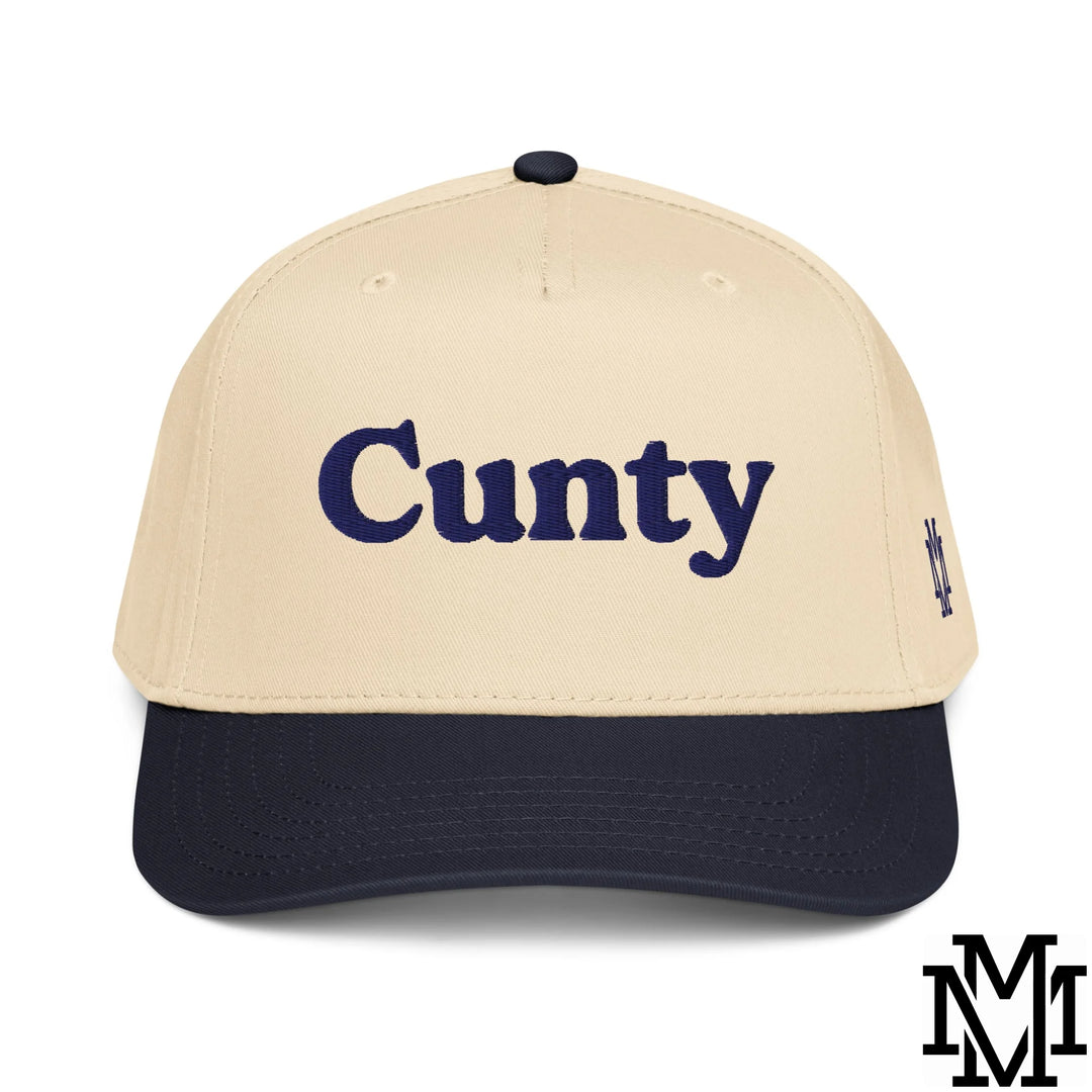 Cunty Embroidered Baseball Snapback Hat - Navy Natural