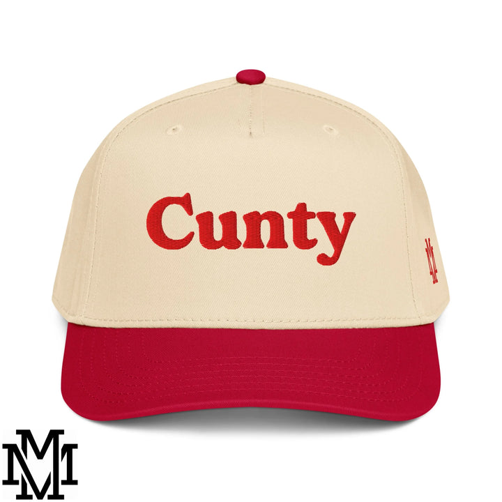 Cunty Embroidered Baseball Snapback Hat - Red Natural